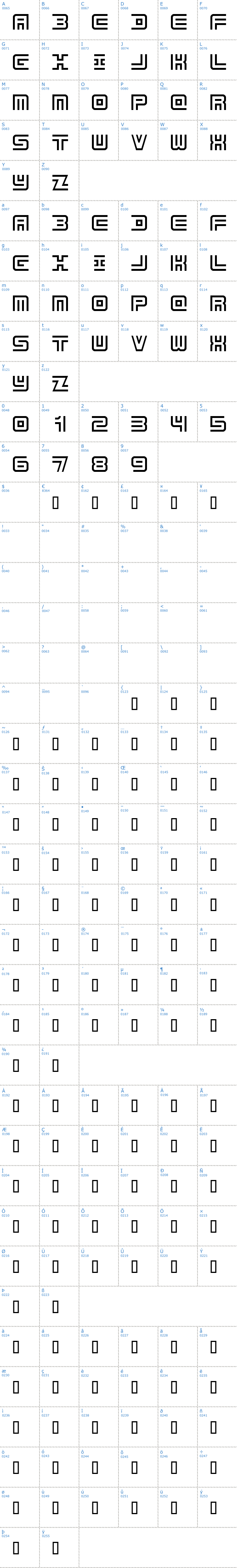Vollständige Schriftzeichen bersicht: Undercover Schriftart