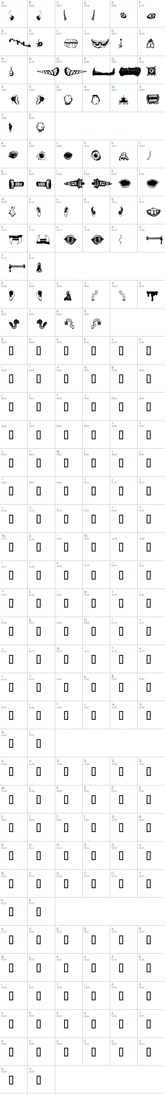 Vollständige Schriftzeichen bersicht: Monster Masher Schriftart
