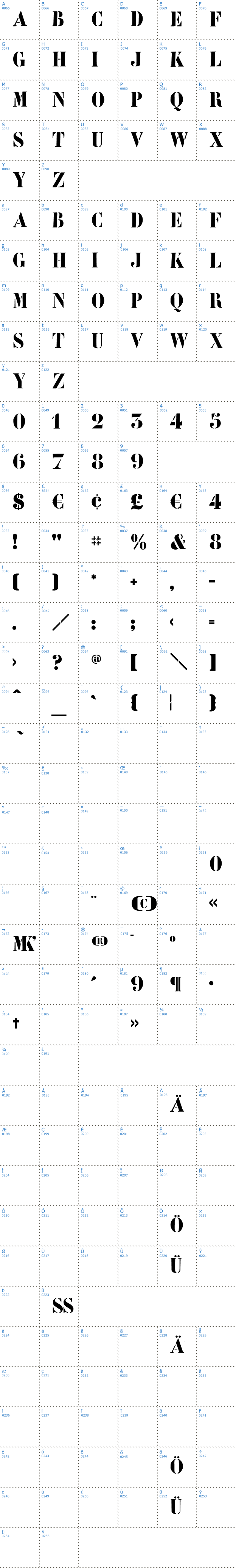 Vollständige Schriftzeichen bersicht: LeArchitect Schriftart