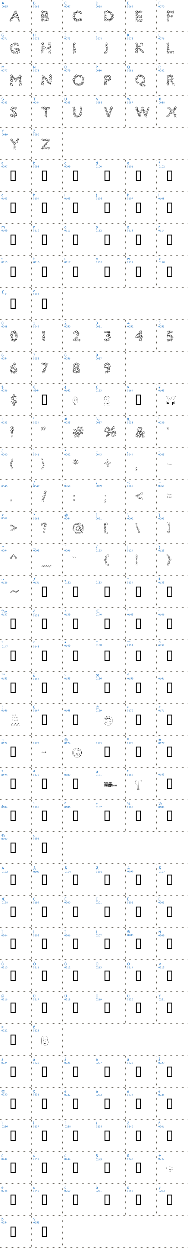 Vollständige Schriftzeichen bersicht: Bingo Star Schriftart