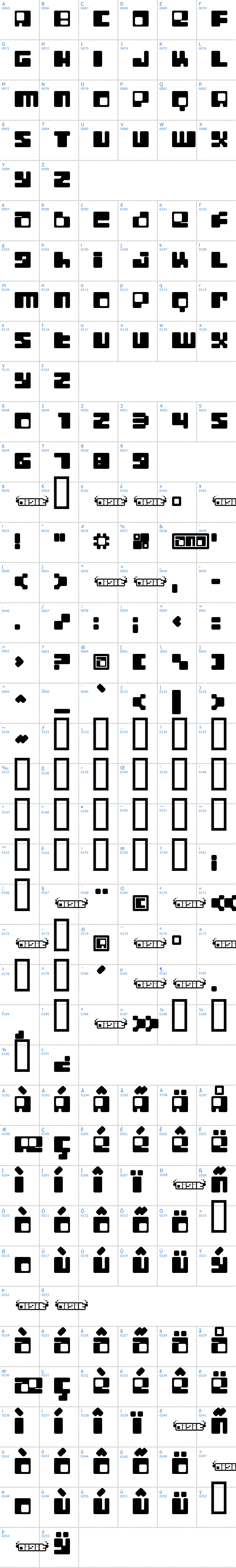 Vollständige Schriftzeichen bersicht: Digit Lo-Fi Schriftart