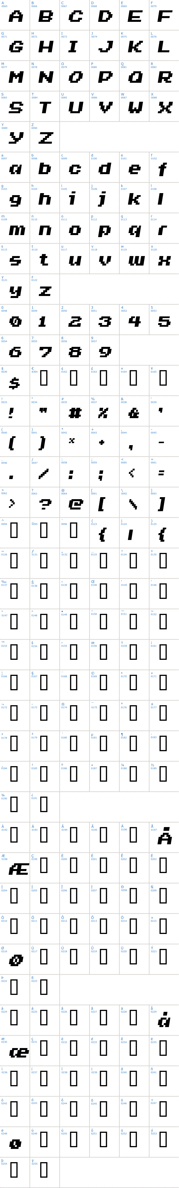 Vollständige Schriftzeichen bersicht: Invasion 2000 Schriftart