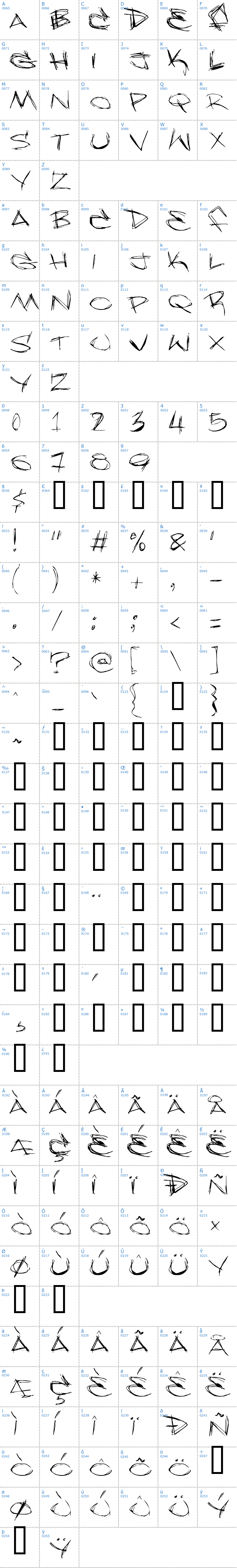 Vollständige Schriftzeichen bersicht: Slammer Tag Schriftart