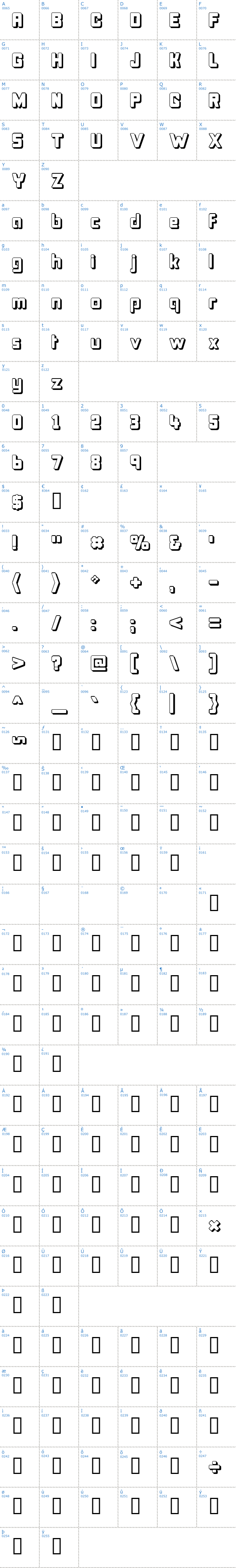 Vollständige Schriftzeichen bersicht: Bonk Offset Schriftart