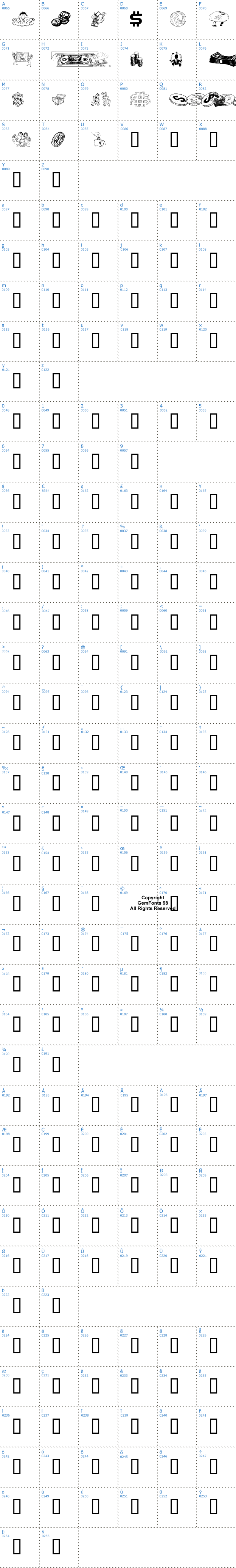 Vollständige Schriftzeichen bersicht: Moolah Schriftart
