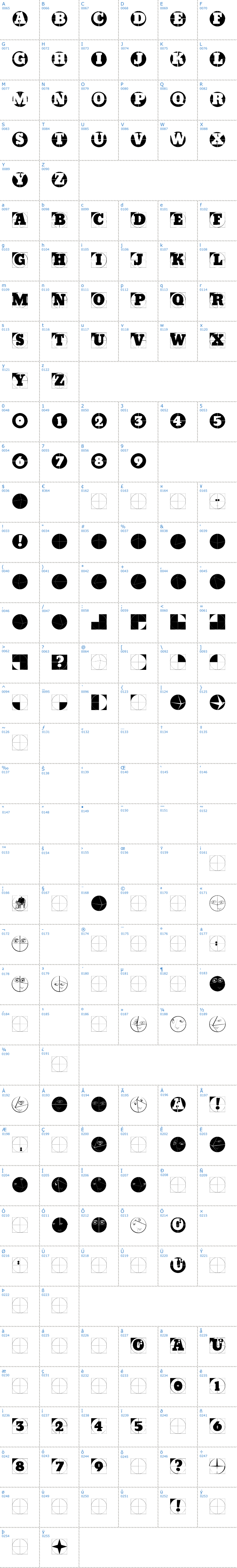 Vollständige Schriftzeichen bersicht: Grid Concrete Logoable Schriftart