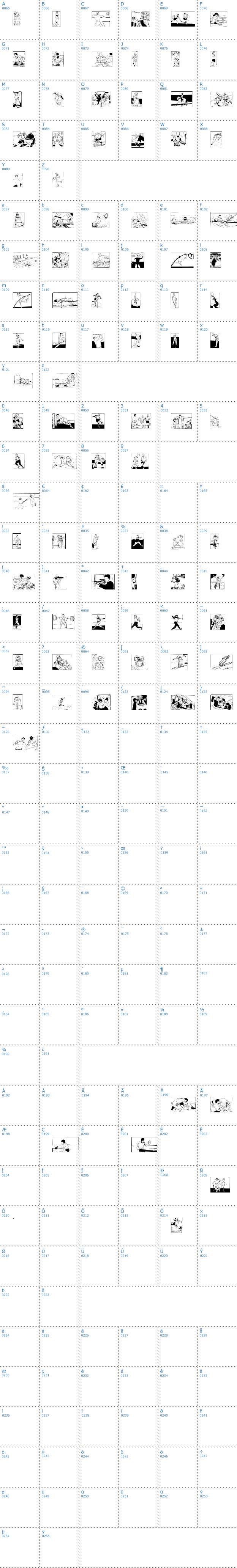 Vollständige Schriftzeichen bersicht: Sports Schriftart