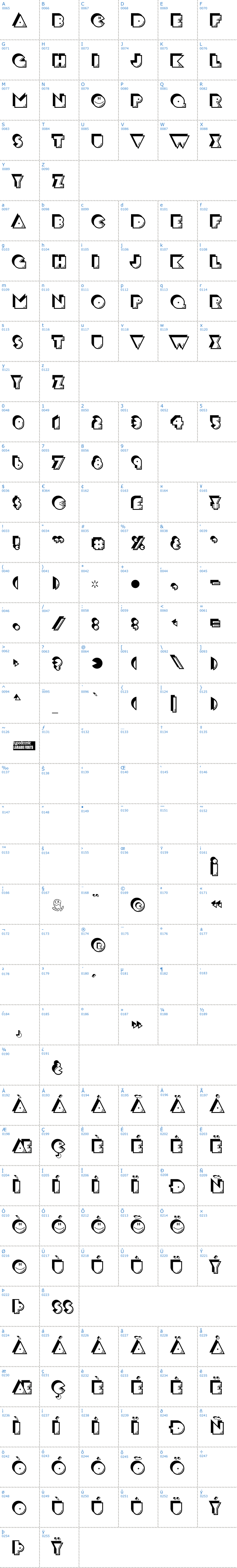 Vollständige Schriftzeichen bersicht: Crackman Schriftart