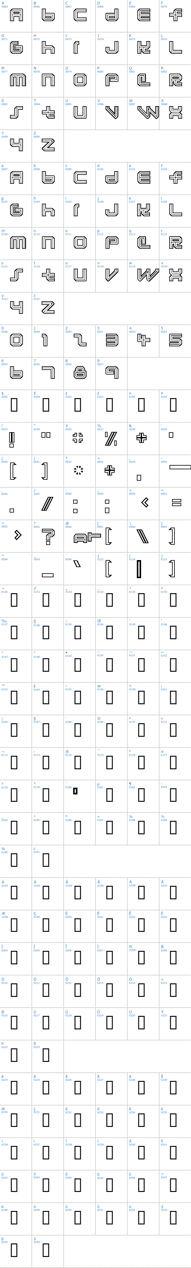 Vollständige Schriftzeichen bersicht: Lunaurora Schriftart