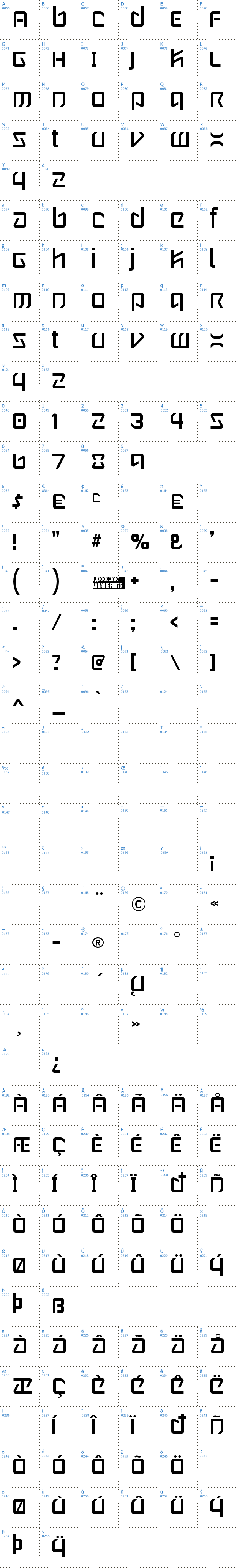 Vollständige Schriftzeichen bersicht: Wintermute Schriftart