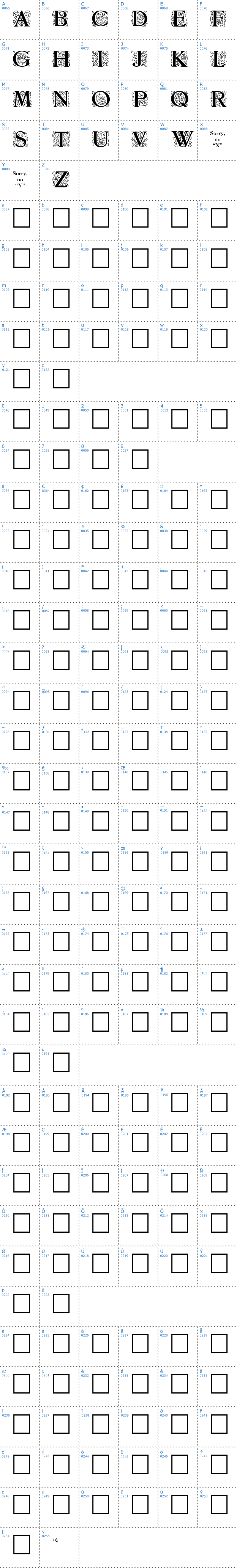 Vollständige Schriftzeichen bersicht: Zallman Caps Schriftart