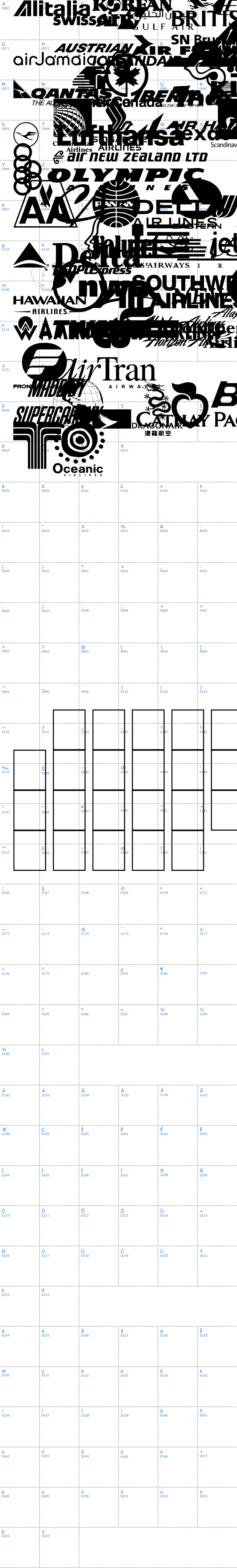 Vollständige Schriftzeichen bersicht: Airline Logos Past and Present Schriftart