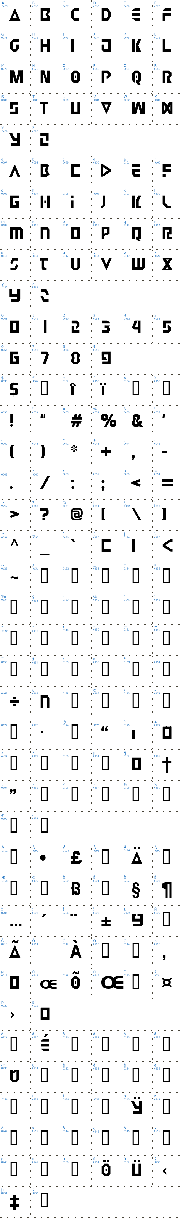 Vollständige Schriftzeichen bersicht: Judge 2 Schriftart