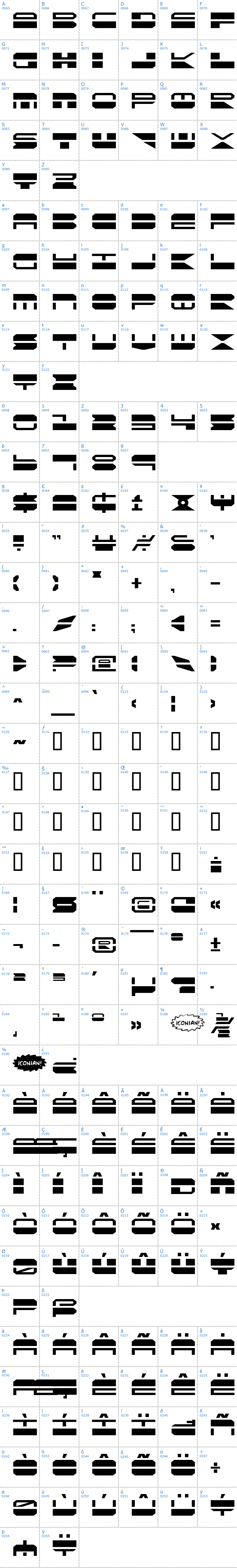 Vollständige Schriftzeichen bersicht: QuickMark Schriftart