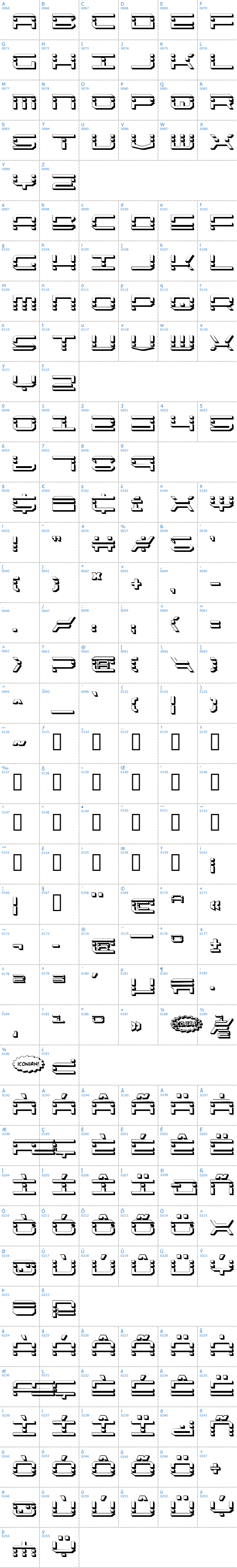 Vollständige Schriftzeichen bersicht: QuickQuick Shadow Schriftart