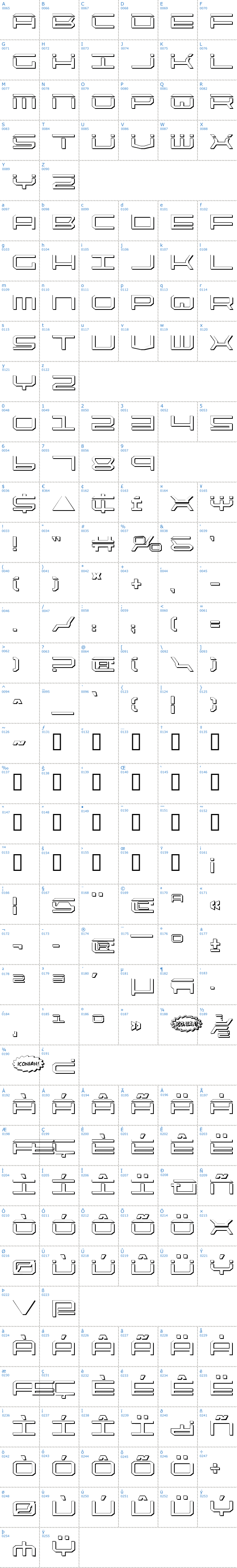 Vollständige Schriftzeichen bersicht: QuickTech Shadow Schriftart