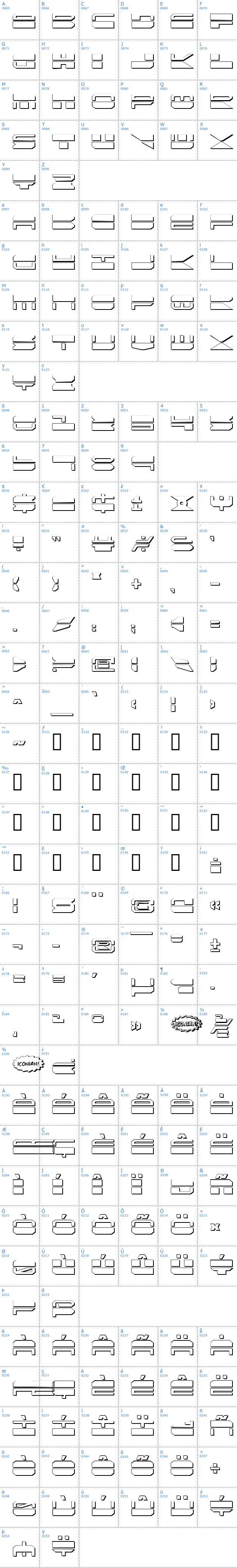 Vollständige Schriftzeichen bersicht: QuickMark Shadow Schriftart