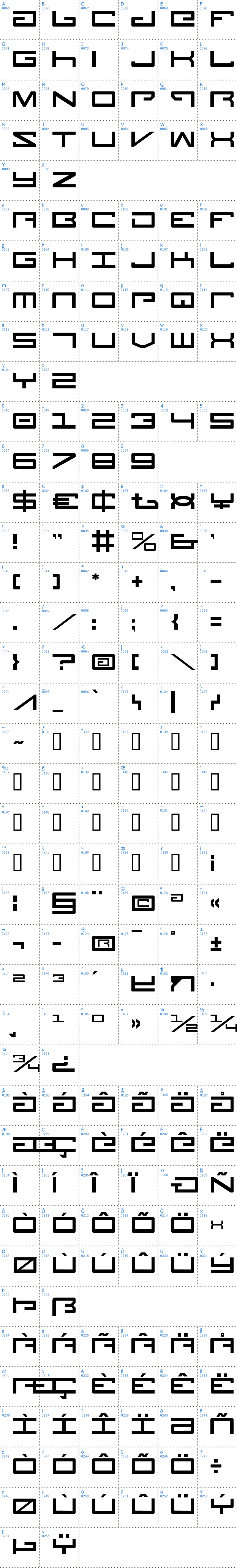 Vollständige Schriftzeichen bersicht: Legion Schriftart