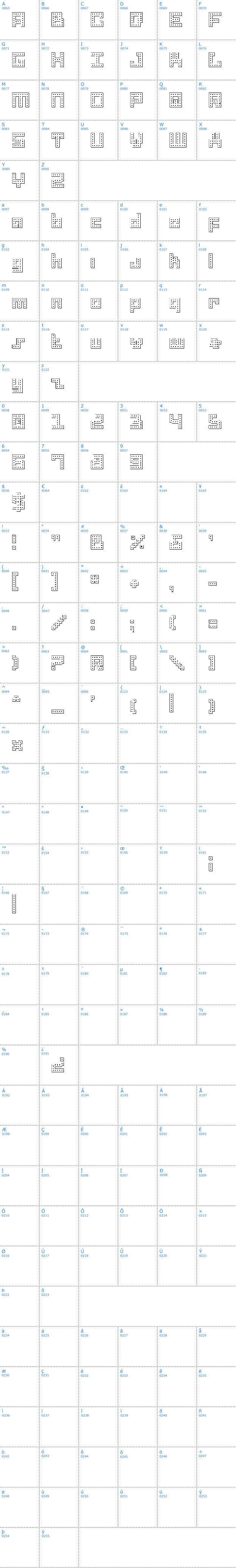 Vollständige Schriftzeichen bersicht: Drid Herder Outline Schriftart