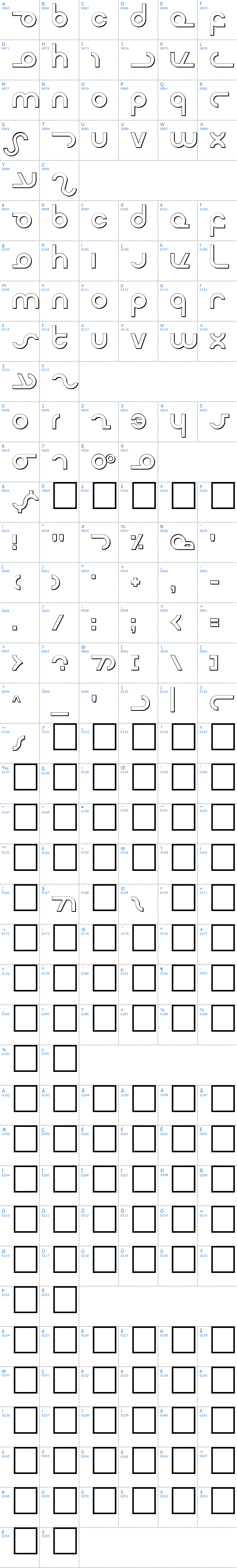 Vollständige Schriftzeichen bersicht: Masterdom Shadow Schriftart