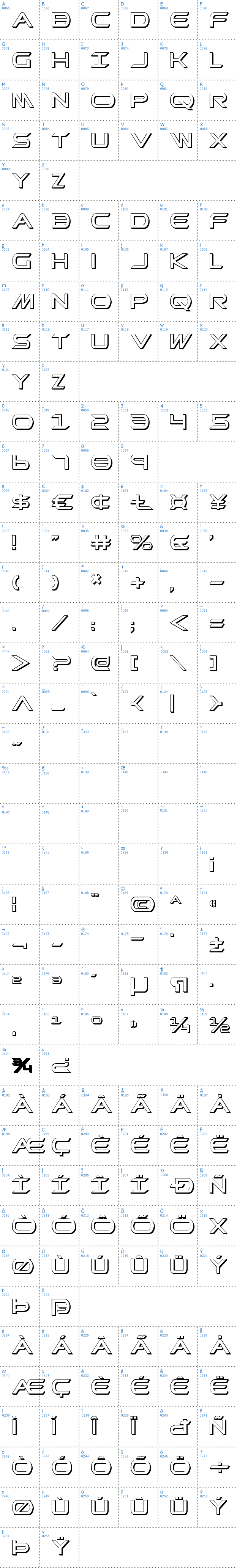 Vollständige Schriftzeichen bersicht: Promethean Shadow Schriftart