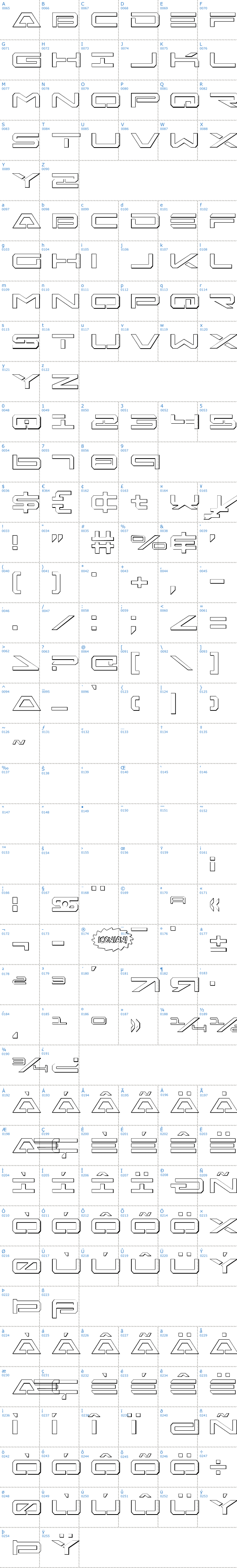 Vollständige Schriftzeichen bersicht: Free Agent 3D Schriftart