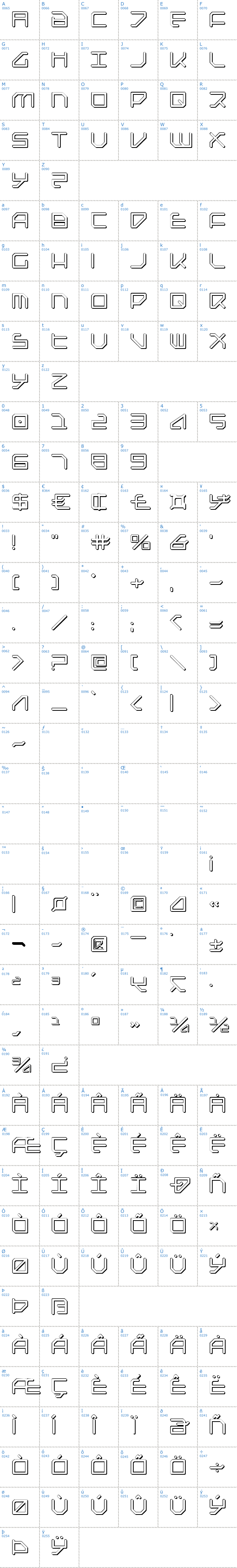 Vollständige Schriftzeichen bersicht: Federapolis Shadow Schriftart