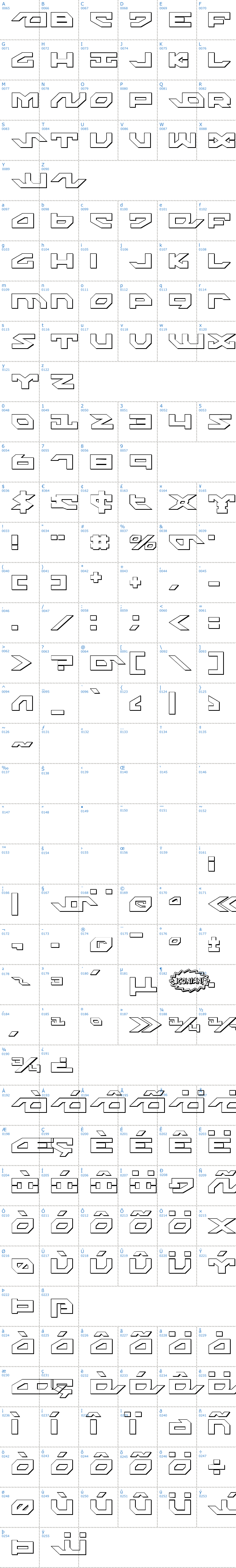 Vollständige Schriftzeichen bersicht: Nightrunner Shadow Schriftart