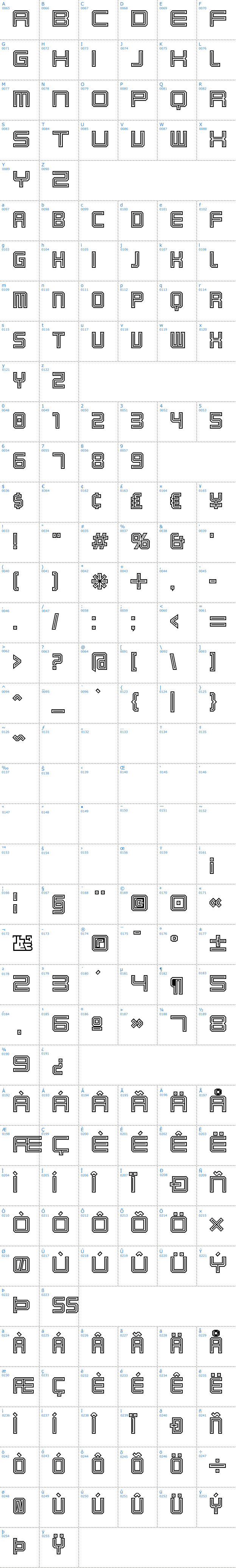 Vollständige Schriftzeichen bersicht: Karnivore Tecca Schriftart