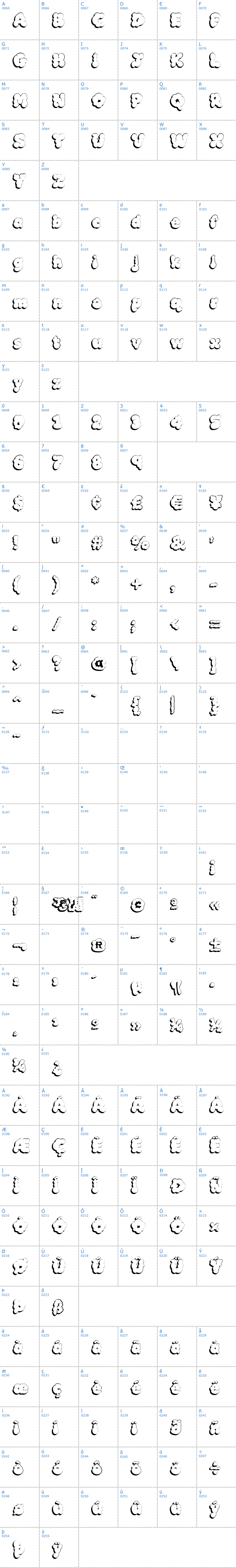 Vollständige Schriftzeichen bersicht: McKloud Shadow Schriftart