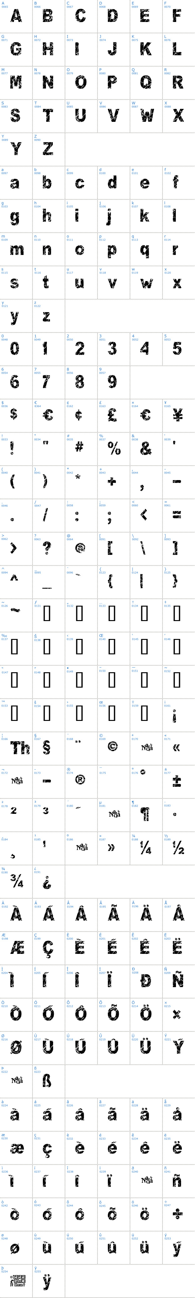 Vollst&auml;ndige Schriftzeichen �bersicht: You Rook Marbelous Schriftart