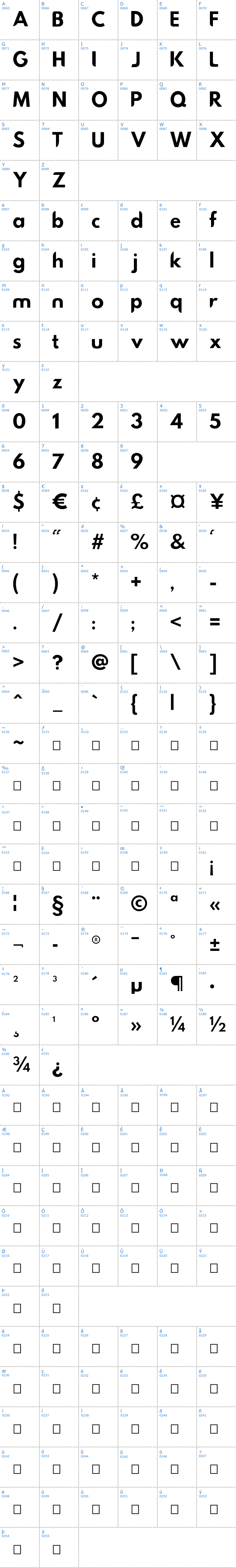Vollständige Schriftzeichen bersicht: Hussar Nova Schriftart