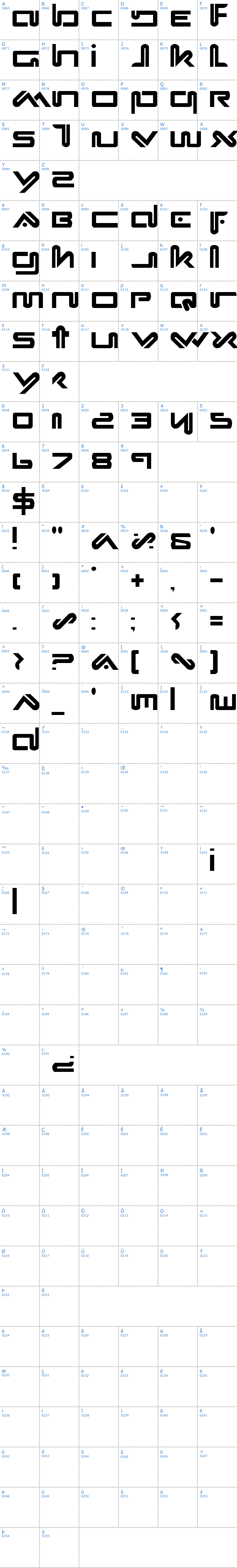 Vollständige Schriftzeichen bersicht: xephyr Schriftart