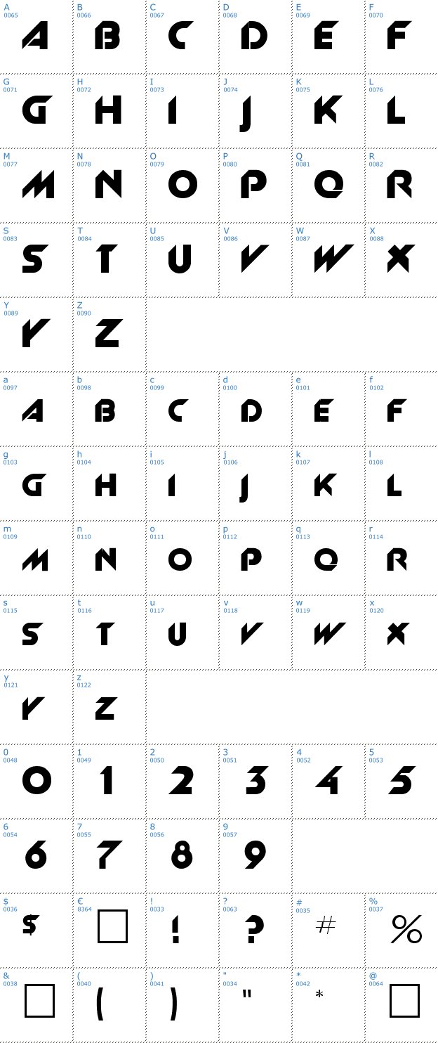 Schriftzeichen Slant Font