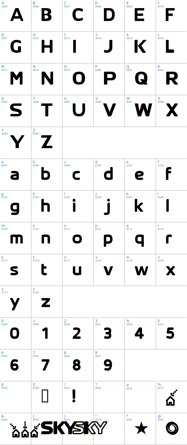 Schriftzeichen Sky Font