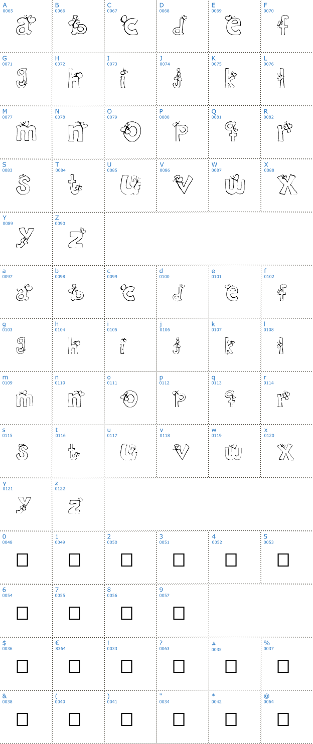 Schriftzeichen ryp child Font