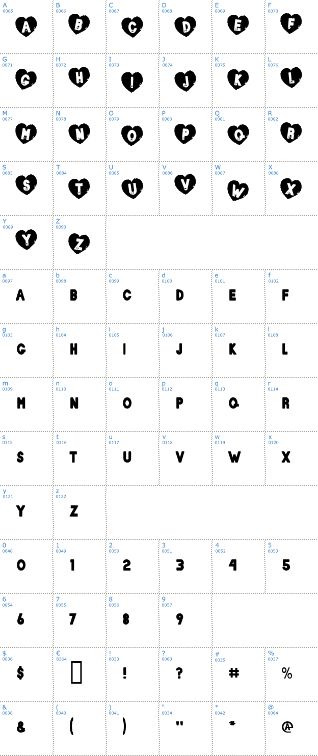 Schriftzeichen LoverBoy Font