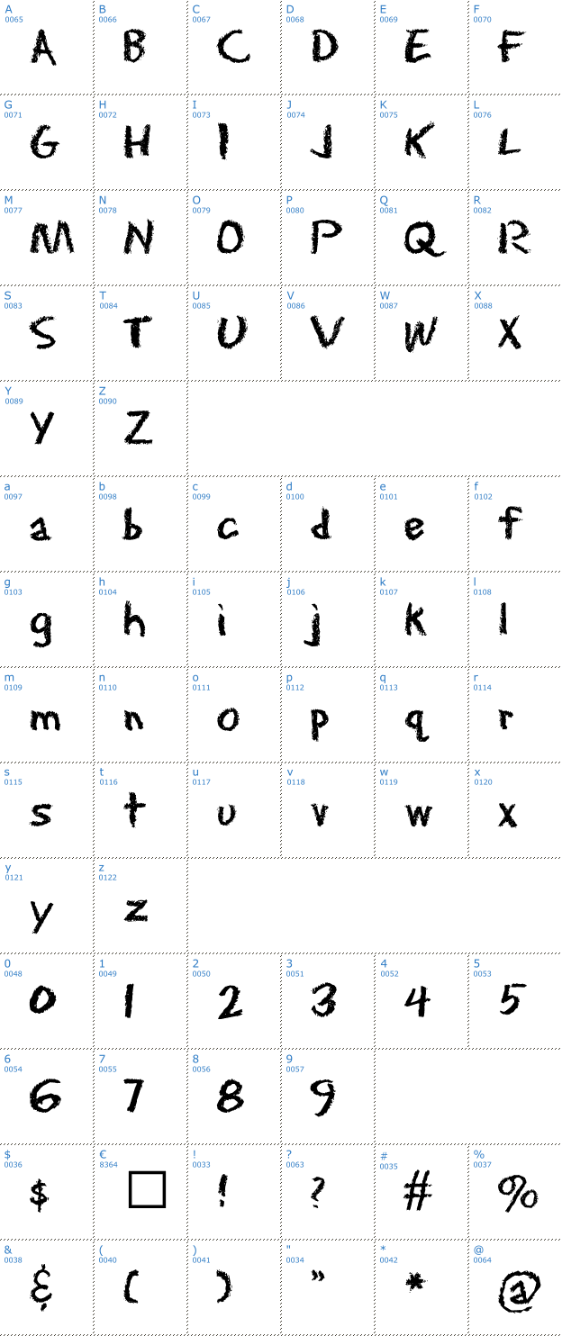 Schriftzeichen EraserDust Font