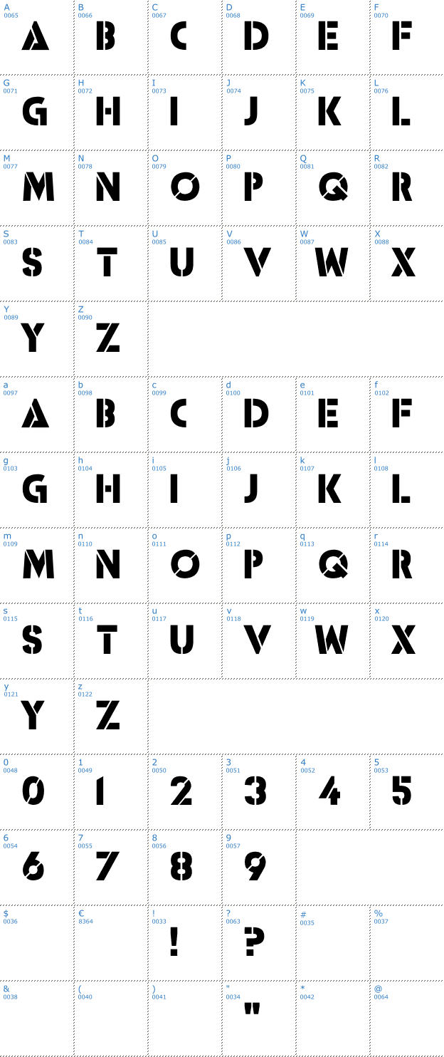 Schriftzeichen ICBM SS-20 Font