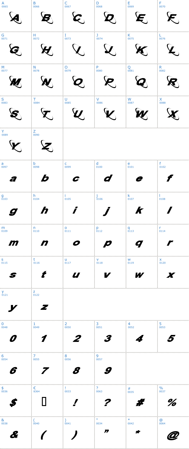 Schriftzeichen 13 Misa Font