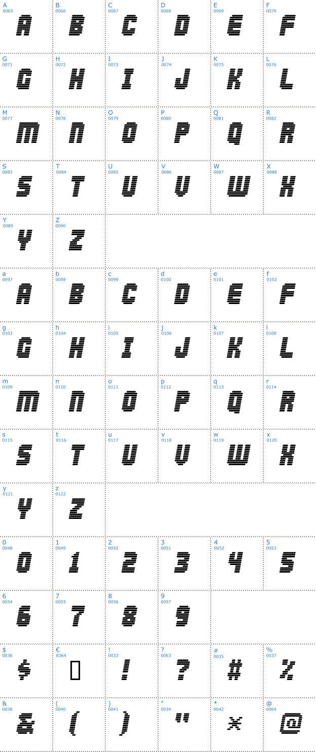 Schriftzeichen Abduction 2002 Font