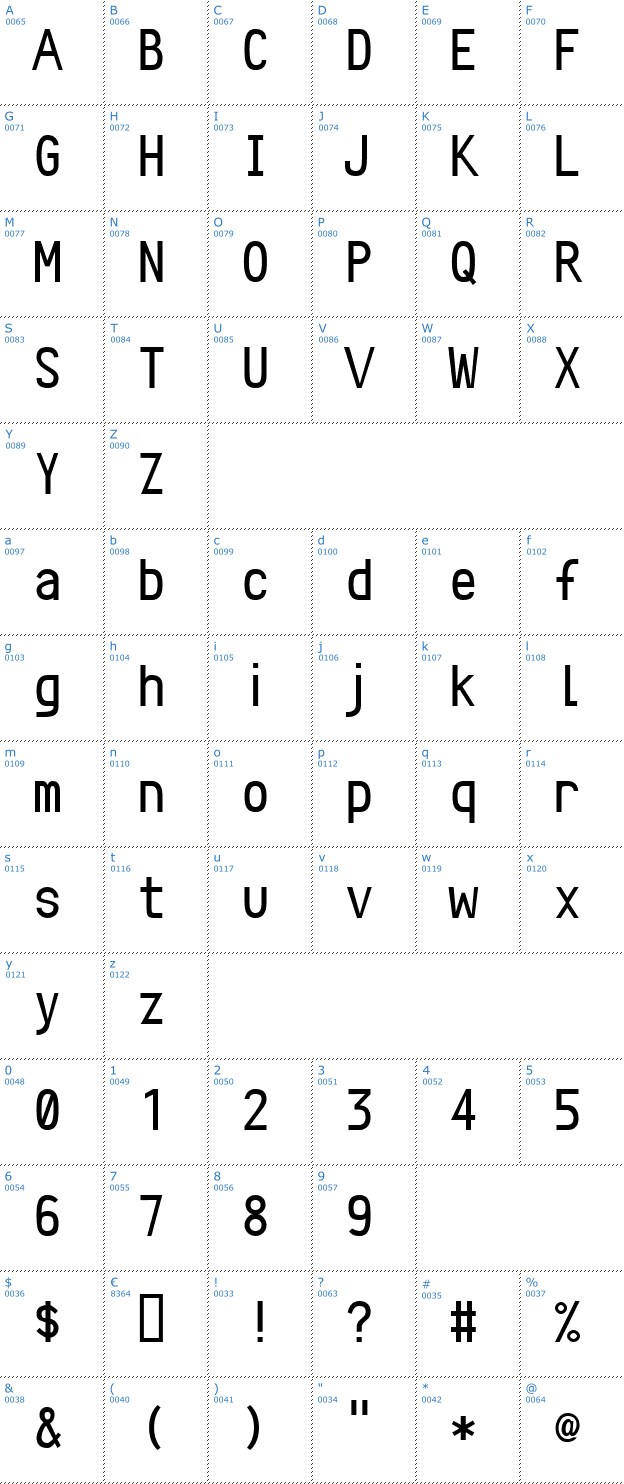 Schriftzeichen Crystal Font