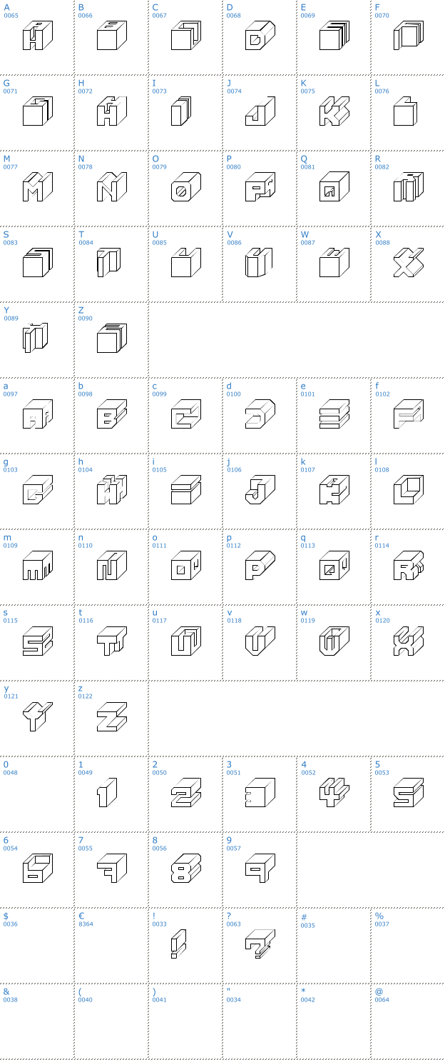 Schriftzeichen Cube Font