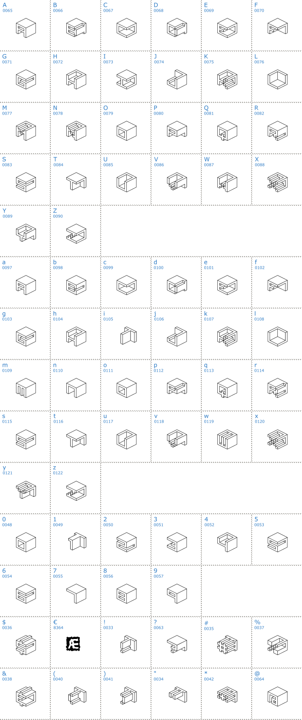 Schriftzeichen Qbicle Font