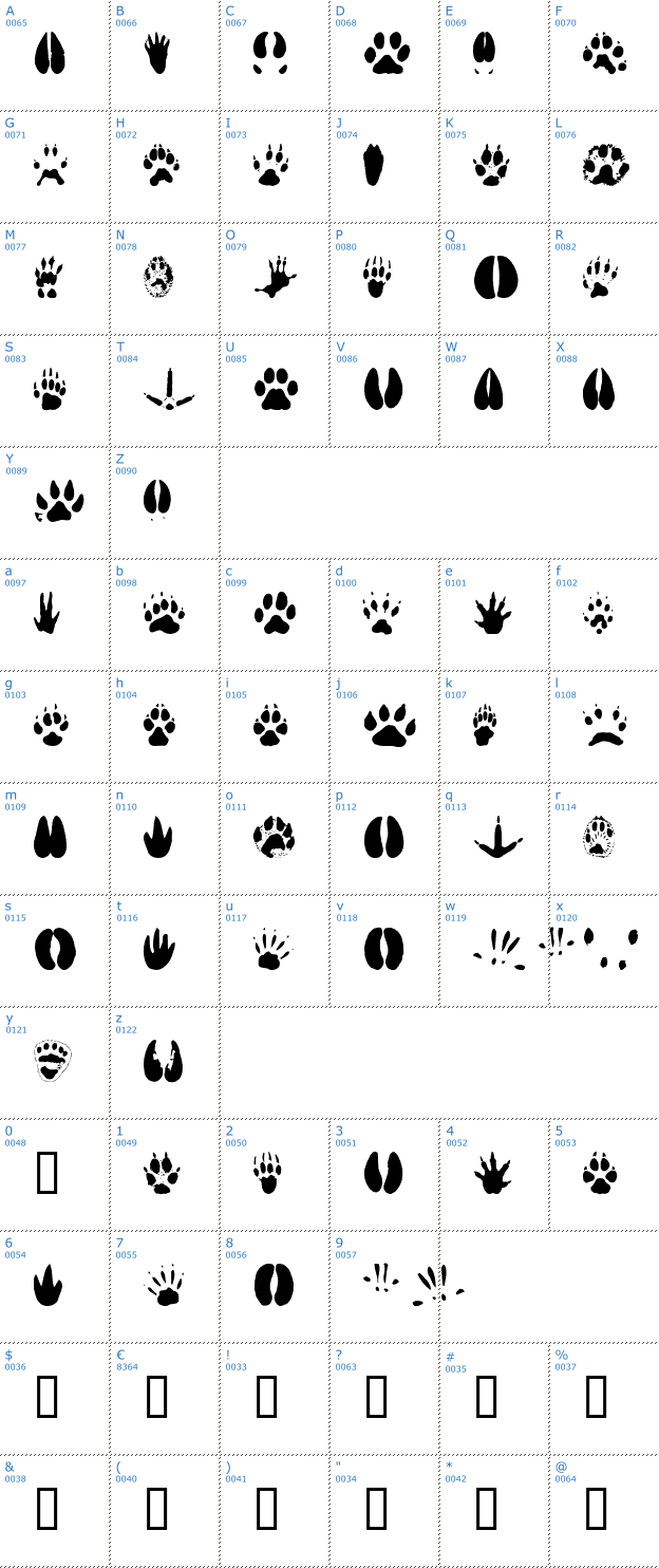 Schriftzeichen Animal Tracks Font