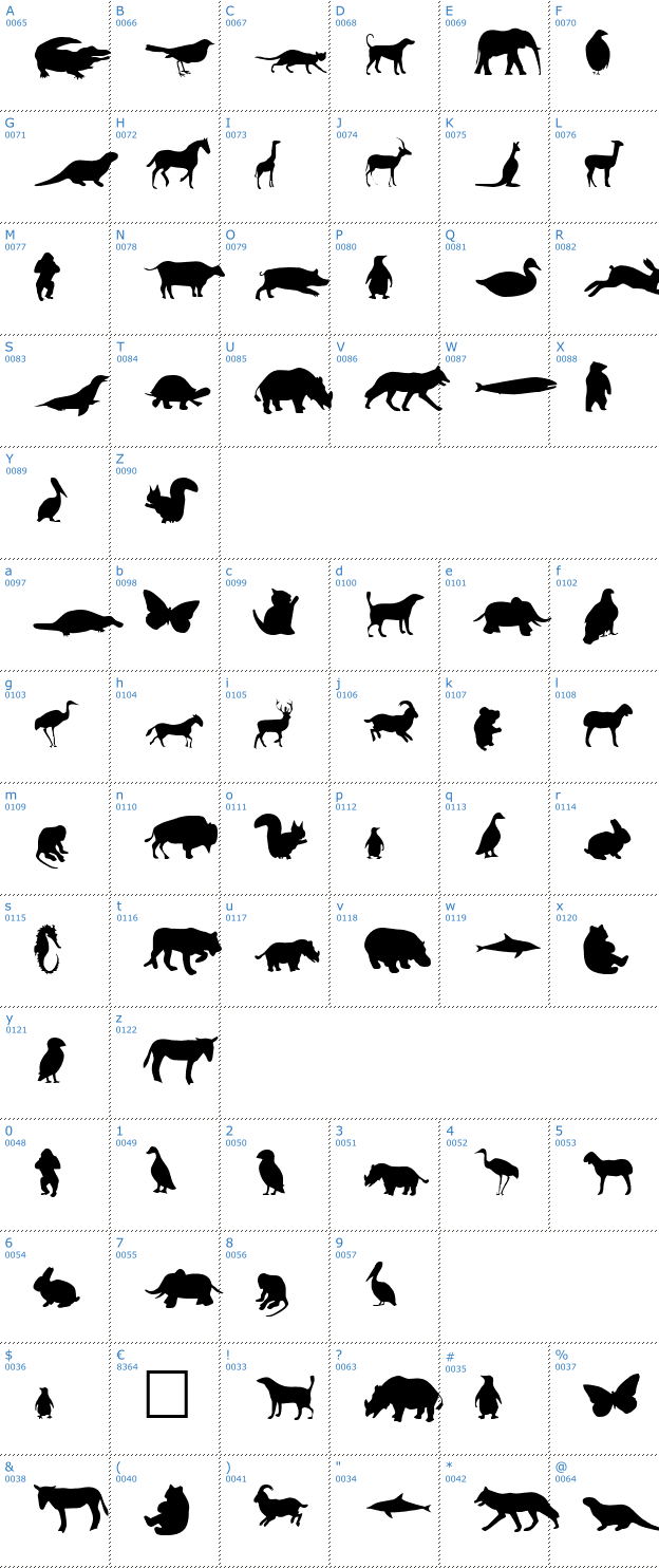 Schriftzeichen Animals Font