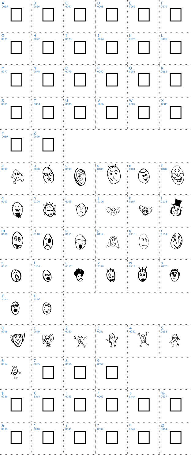 Schriftzeichen Crud Heads Font