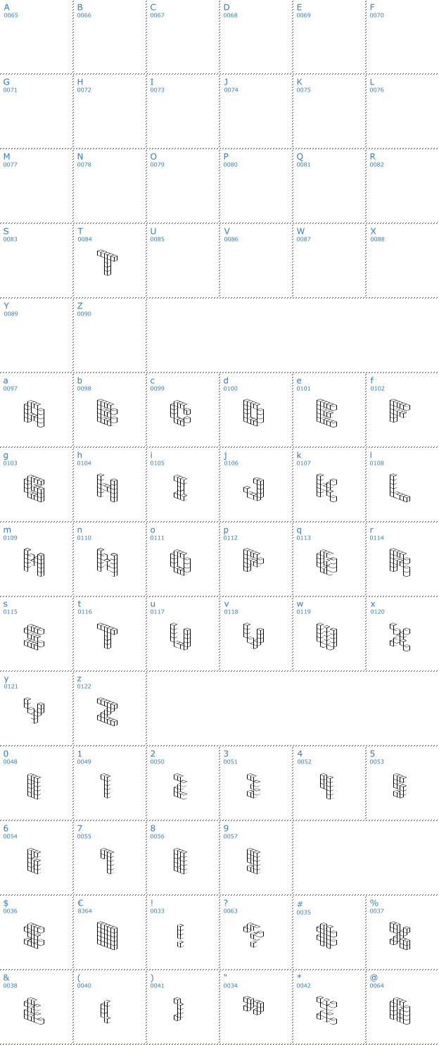Schriftzeichen Demon Cubic Block Font