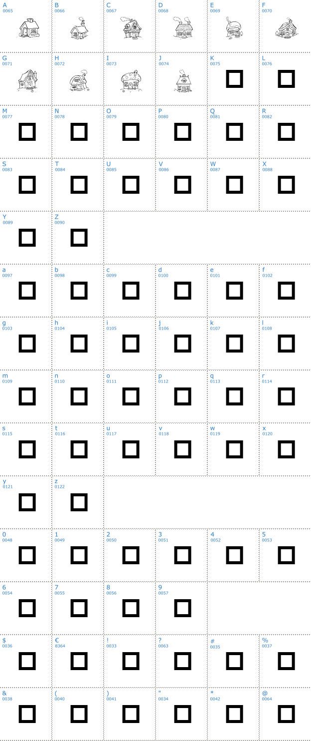 Schriftzeichen Destiny's Little Houses Font