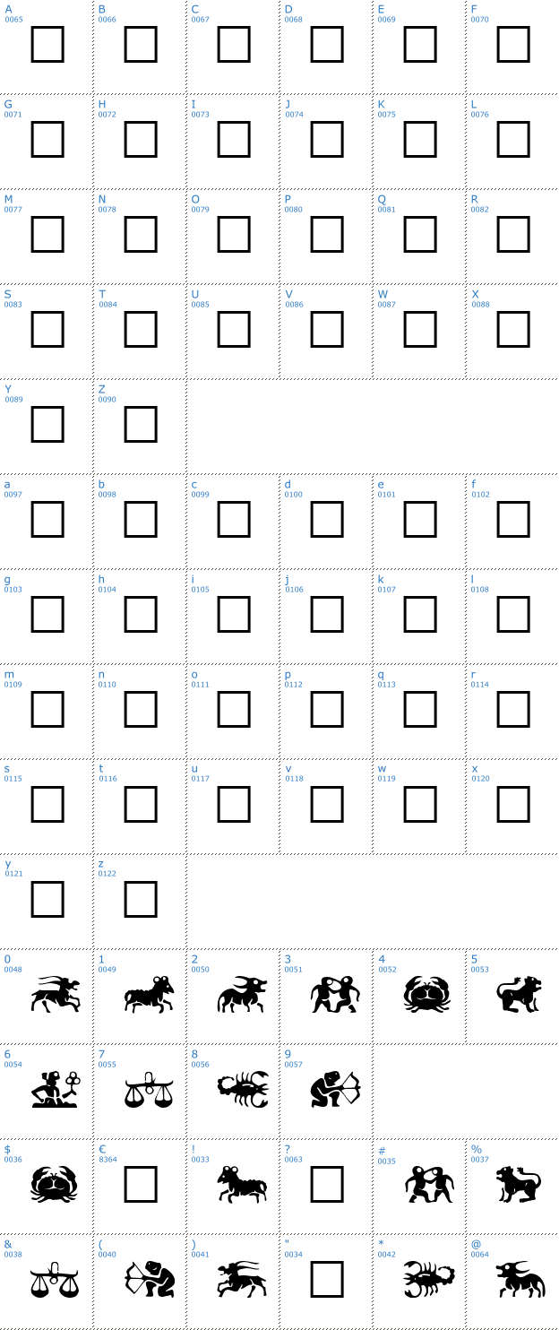 Schriftzeichen Eileens Medium Zodiac Font